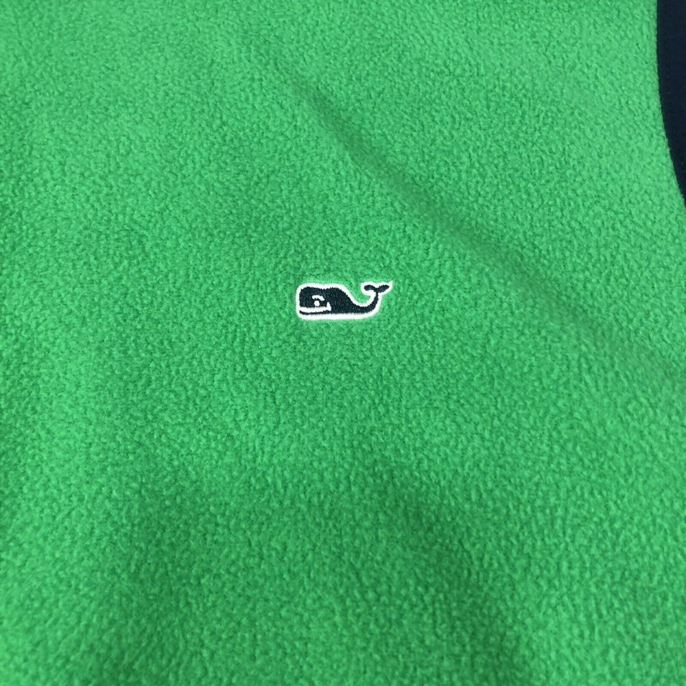 New Vineyard Vines Harbor Fleece Vest Logo Fern Green Small Full Zip NWT - Picture 2 of 11